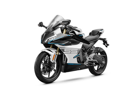 2027 CFMOTO 450SS in Nebula White — left three-quarter view