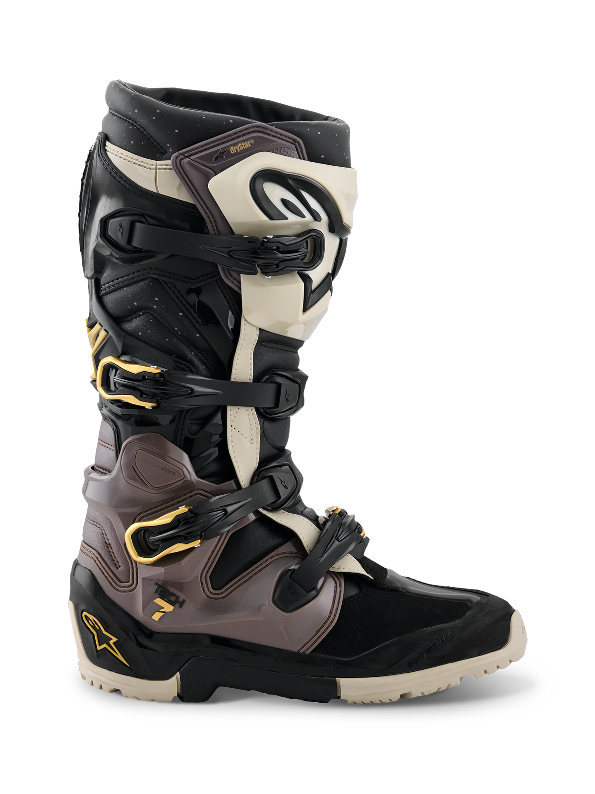 Alpinestars Tech 7 Enduro Drystar Boots – Black/Dark Grey/Gold (2026)